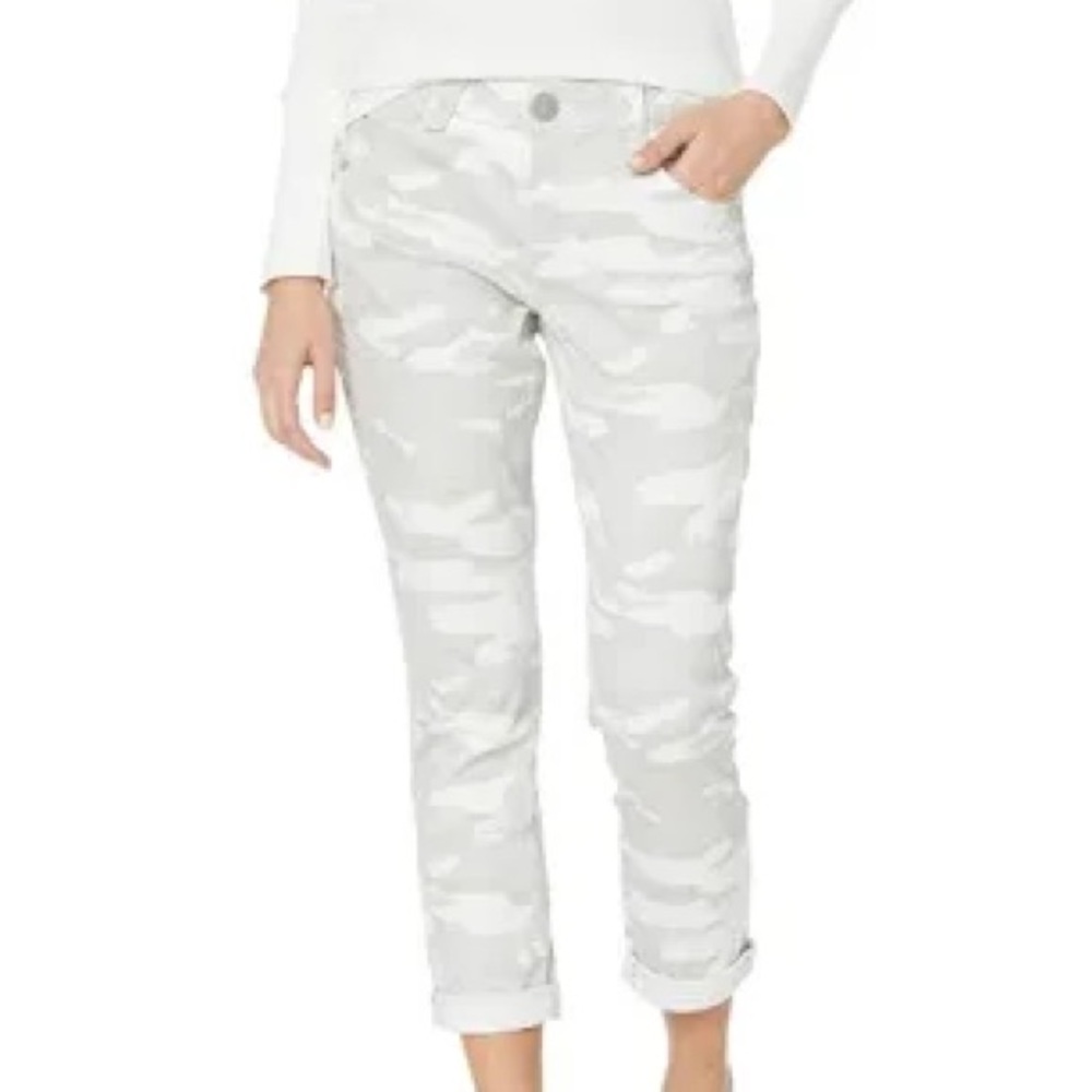 Gray Camouflage Print Stretchy Plus Size Pants